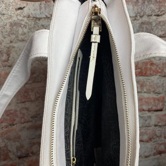 NWT True Religion White Multi Pocket Denim Shoulder Bag - Picture 5 of 13